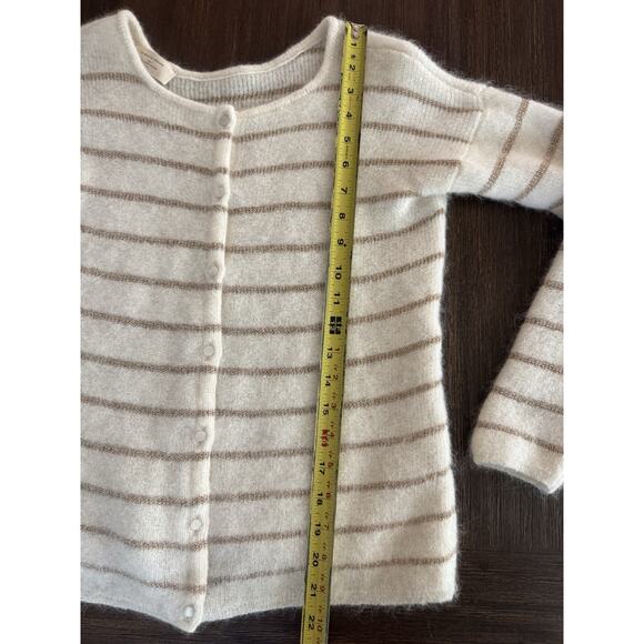 Sezane Sweater Gaspard Cardigan Super Kid Mohair Ivory Gold Stripe xs - Picture 7 of 9